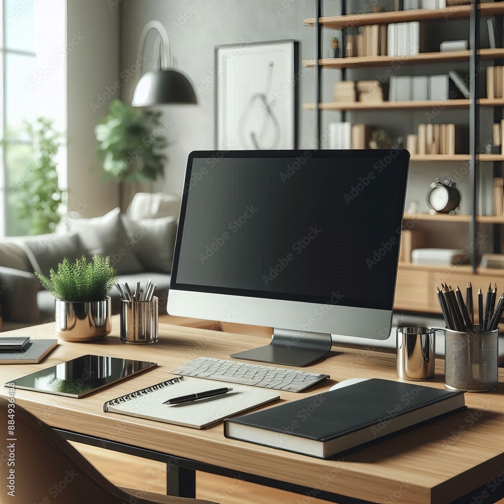 office desk with laptop office desk with laptop