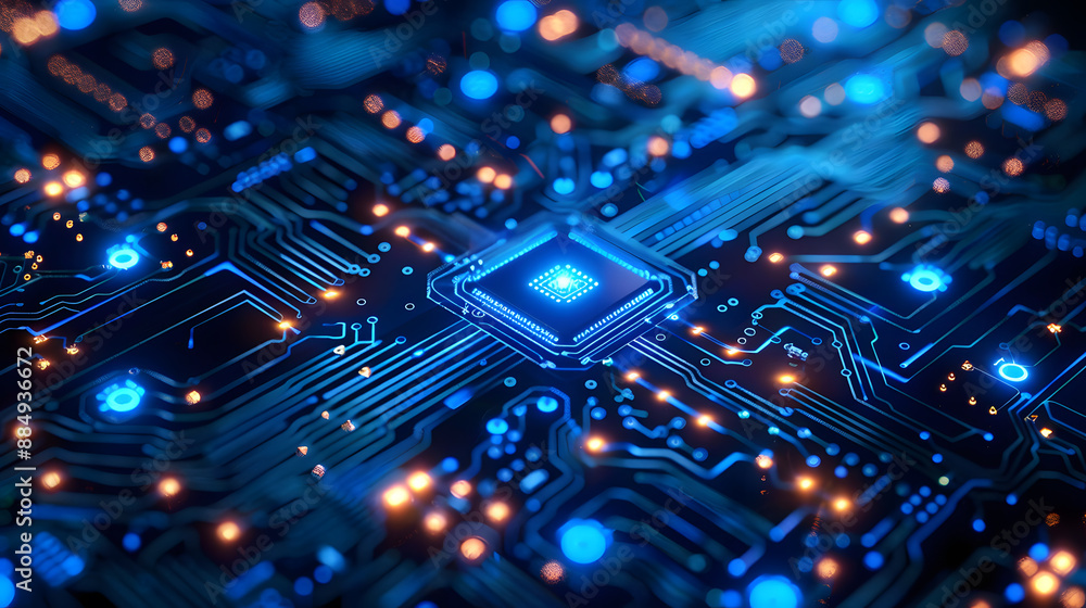 Modern technology circuit board texture background design. Quantum computer technologies concepts, large data processing. Futuristic blue circuit board Modern technology circuit board texture background design. Quantum computer technologies concepts, large data processing. Futuristic blue circuit board