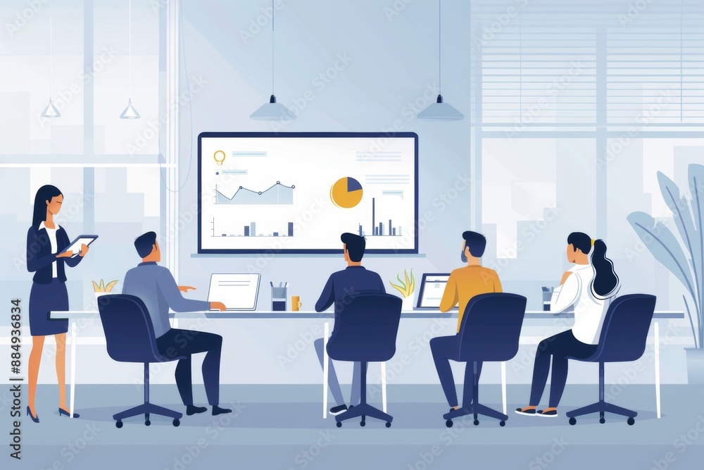 A founder pitching their idea to investors in a sleek conference room, seeking startup funding for business growth. A founder pitching their idea to investors in a sleek conference room, seeking startup funding for business growth.