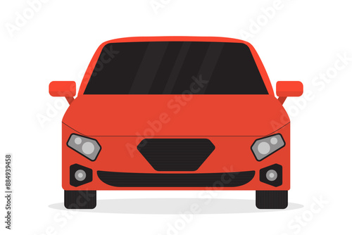 Vehicle design isolated on white background. Red car, modern auto front view. © naum