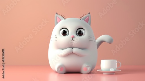 3D cat cartoon for animation.