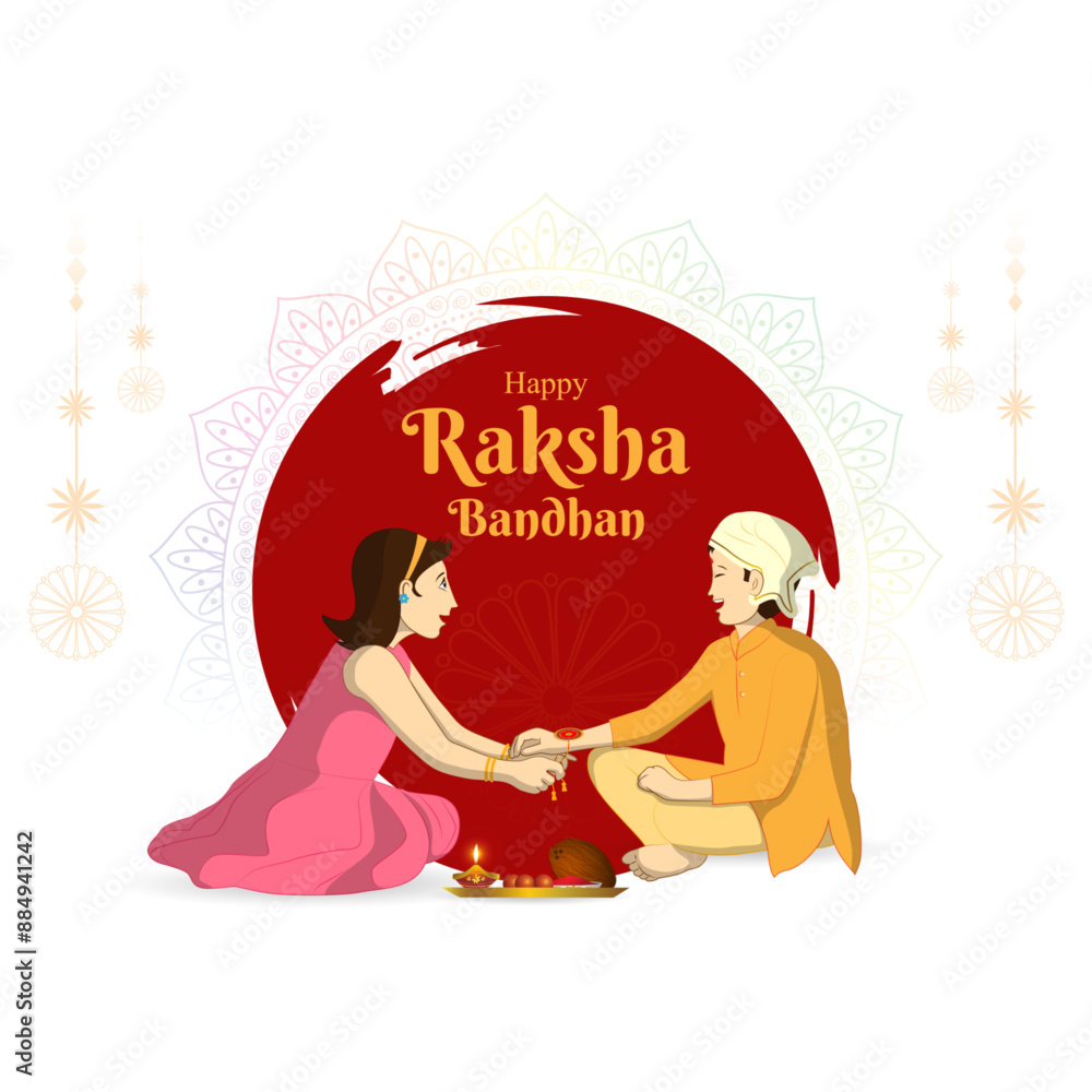 Vector illustration of Happy Raksha Bandhan social media feed template Vector illustration of Happy Raksha Bandhan social media feed template