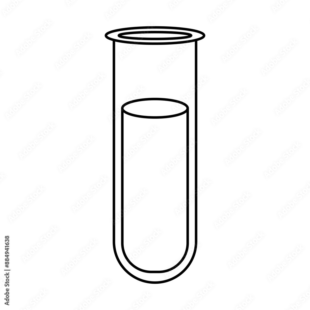 Chemical test tube icon with liquid. Chemistry lab flask outlined Chemical test tube icon with liquid. Chemistry lab flask outlined