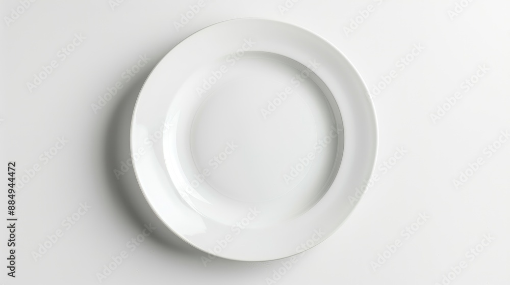 Empty white plate viewed from above on white background with clipping path Empty white plate viewed from above on white background with clipping path