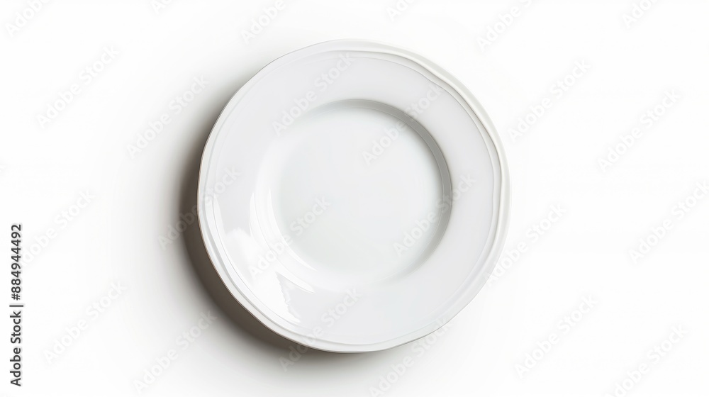 Empty white plate viewed from above on white background with clipping path Empty white plate viewed from above on white background with clipping path
