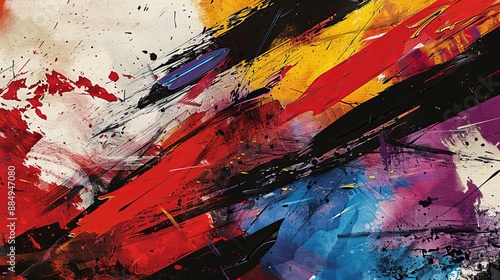 Abstract Painting With Red, Yellow, and Blue Strokes