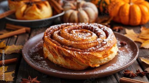 Wallpaper Mural Homemade Pumpkin Cinnamon Roll on Table Torontodigital.ca