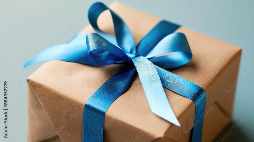 Image of a gift with a blue ribbon Image of a gift with a blue ribbon