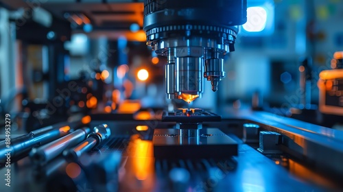 Close-up of a precision machine working on a small component.