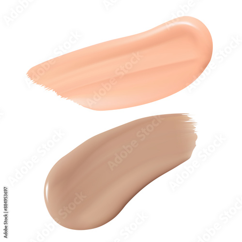 Face skin cosmetic cream smear. Beige beauty makeup foundation texture. Liquid bb concealer stroke. Smooth tonal drop collection, beauty paint. Body lotion moisturizer shape