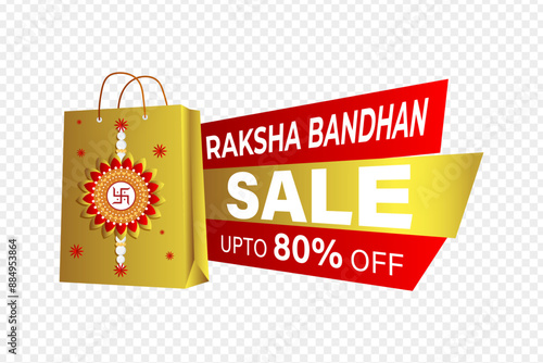 Vector illustration of Raksha Bandhan Sale sticker label on transparent background