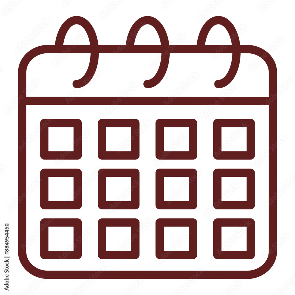 calendar Vector Line Maroon Icon Design calendar Vector Line Maroon Icon Design