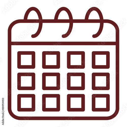 calendar Vector Line Maroon Icon Design