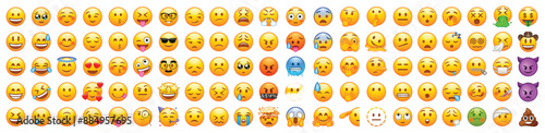 Big set of yellow emoji icons