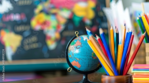 Innovative bilingual education classroom scene with diverse students engaging in language immersion activities, ESL teachers guiding foreign language learning, promoting multicultural understanding an