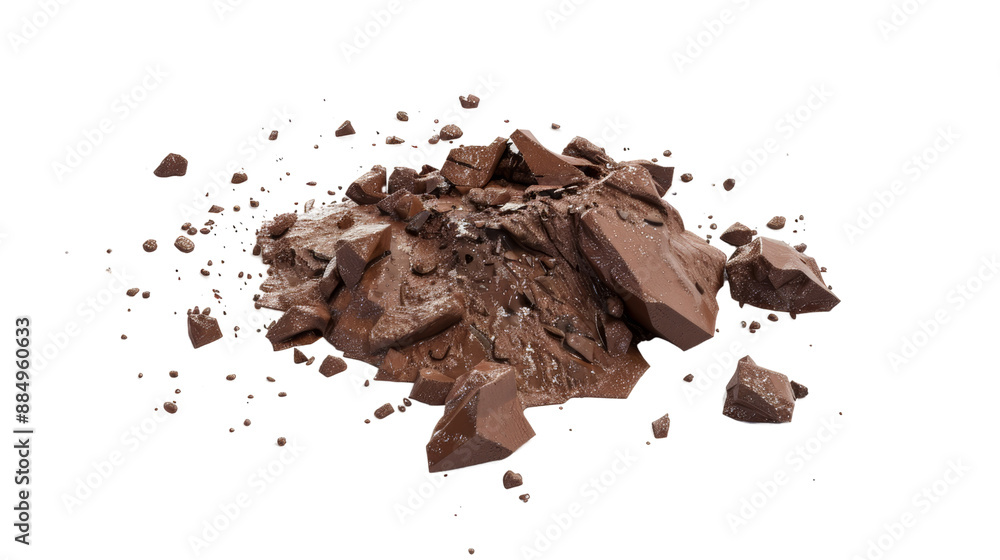 Fototapeta premium Mud with dust particles, chocolate appearance, low poly, game asset, low polygonal geometric