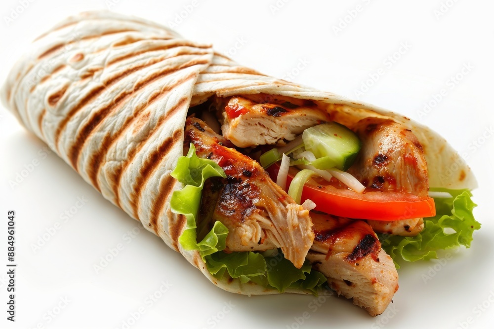 Delicious Grilled Chicken Wrap Isolated on a white background