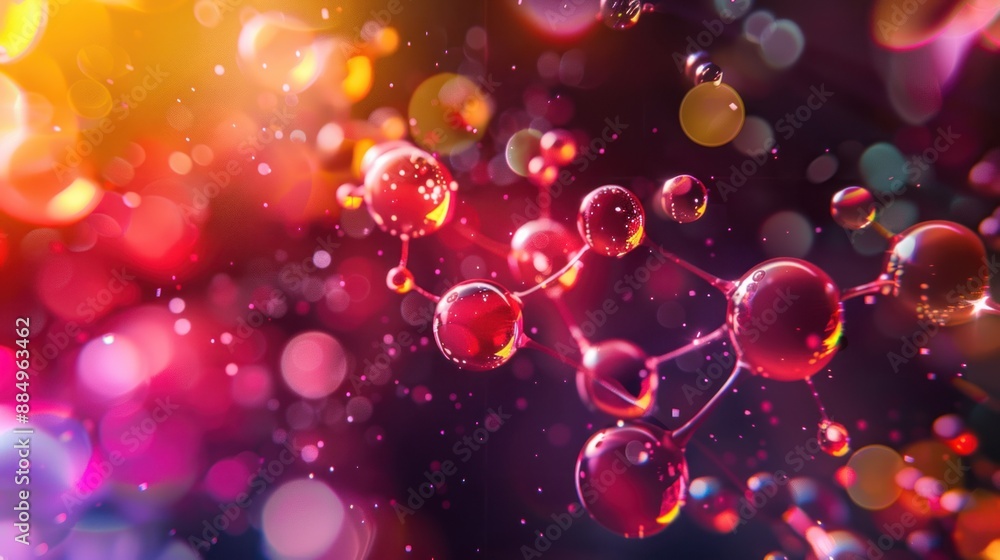 Abstract Molecular Structure with Red and Orange Bokeh Abstract Molecular Structure with Red and Orange Bokeh