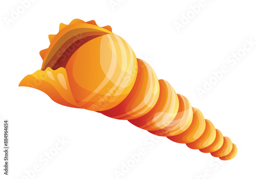 Vector cartoon of auger seashell. Illustration isolated on white background