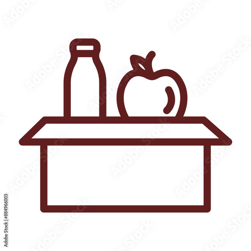 Charity Food Drive Vector Line Maroon Icon Design