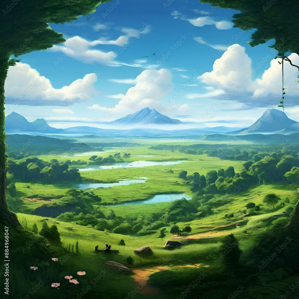 landscape with mountains
