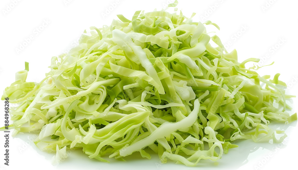 Pile of shredded fresh Chinese cabbage isolated on white, top view Pile of shredded fresh Chinese cabbage isolated on white, top view