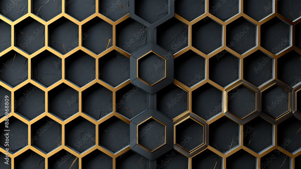 Black and Gold Hexagon Pattern Background Black and Gold Hexagon Pattern Background