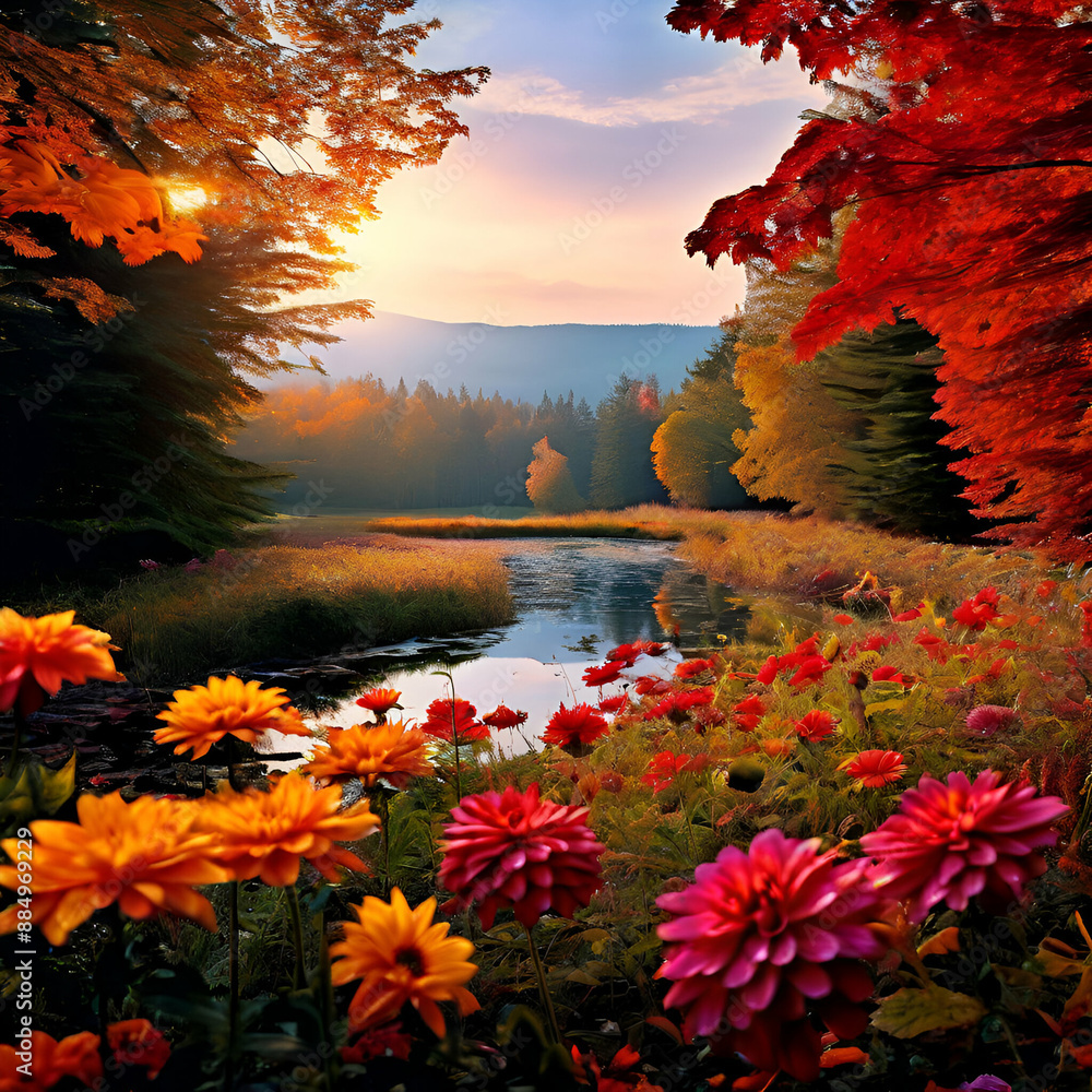 sunset on the river