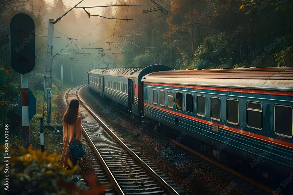 Fototapeta premium train journey turned productive