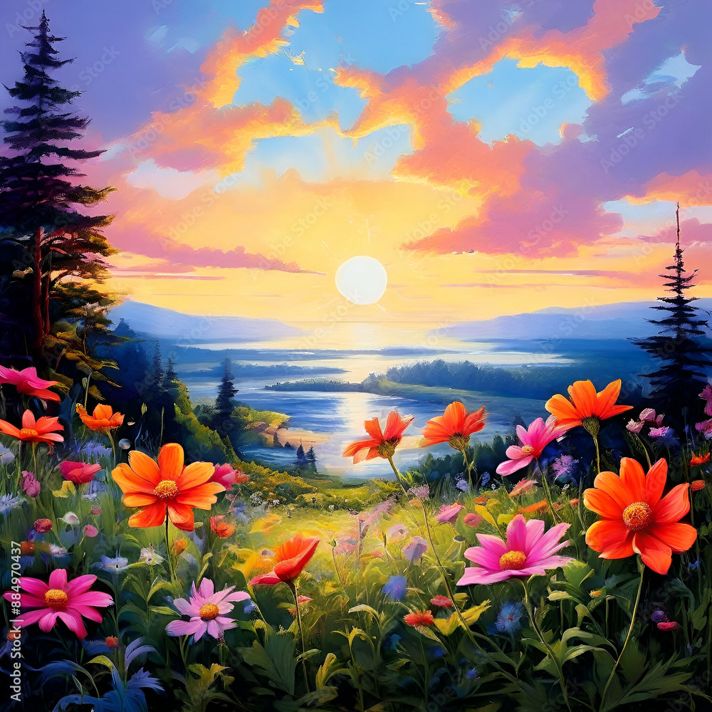 sunset in the mountains
