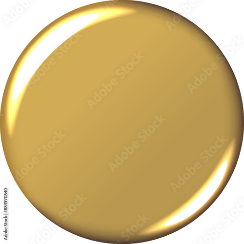 Gold badge mockup. Isolated round badge button brooch. Realistic golden blank glossy round button badge pin. Vector illustration.