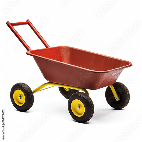 a red and yellow wheelbarrow