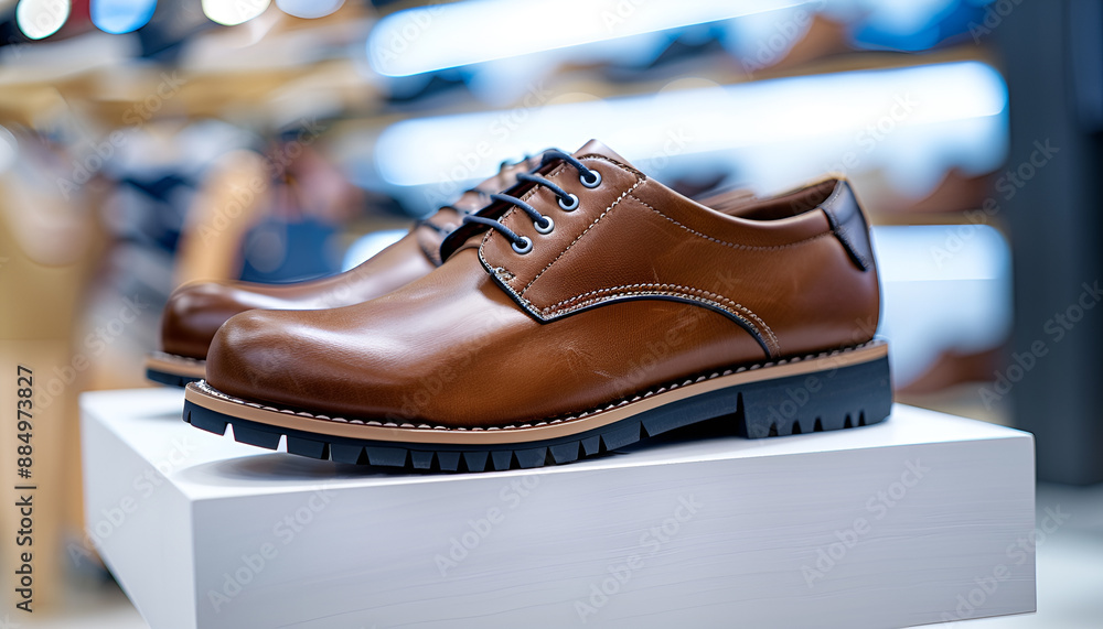 man fashion leather shoe in modern mall store man fashion leather shoe in modern mall store