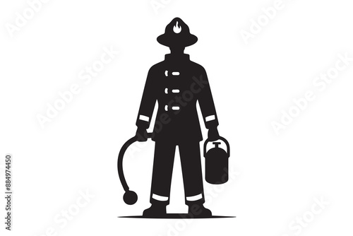 fireman firefighter silhouette vector illustration