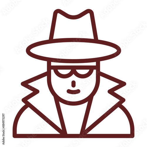 Spy Vector Line Maroon Icon Design