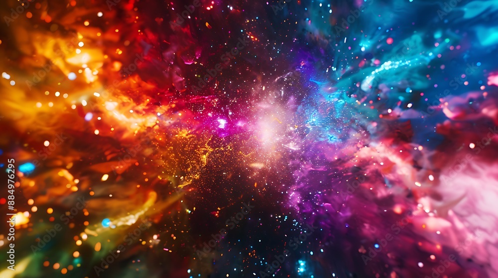 A vibrant burst of light streams forming abstract patterns in space A vibrant burst of light streams forming abstract patterns in space