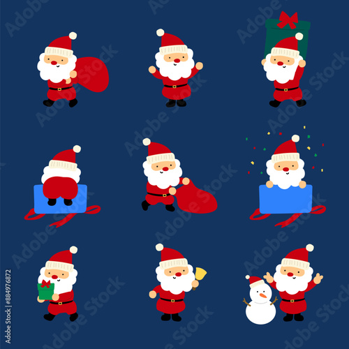 Cute Santa Illustration Delivering Gifts