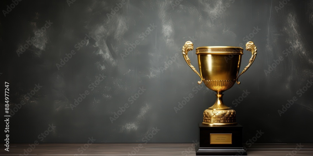Golden Trophy on a Black Background Golden Trophy on a Black Background
