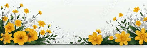 mini yellow flowers theme border and white background website banner 