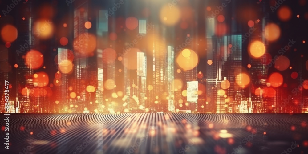 Naklejka premium Cityscape with Bokeh Lights