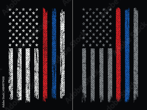 Thin Blue Line Flag. Thin Red Line Flag.