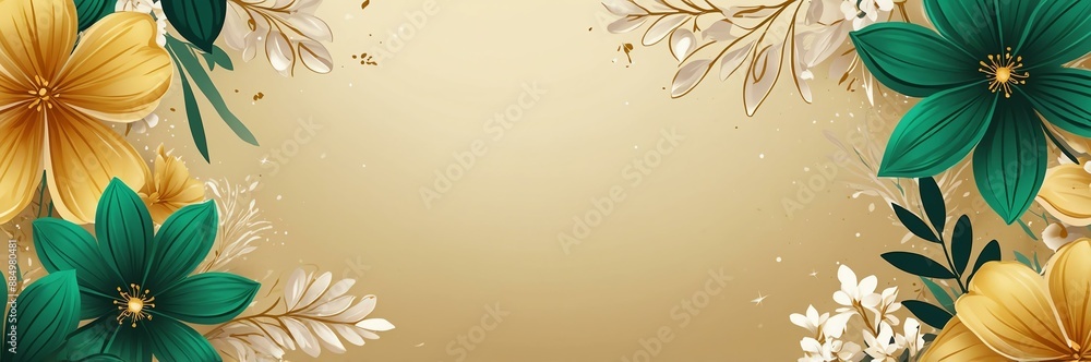 mini green flowers theme border and gold background website banner mini green flowers theme border and gold background website banner