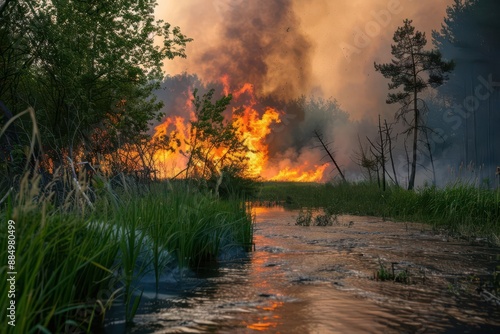 How does global warming affect the availability of water resources for firefighting efforts