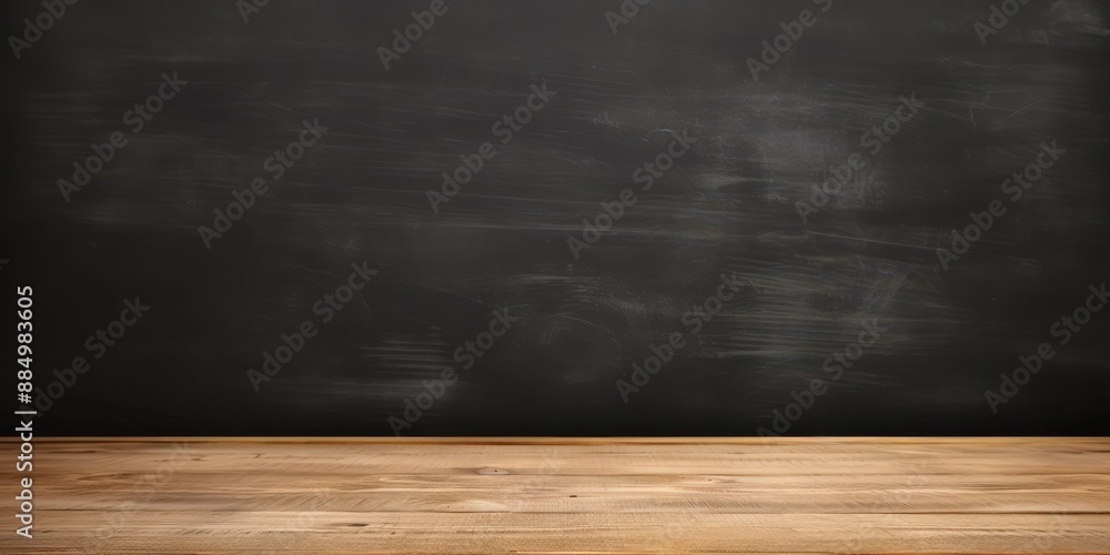 Blackboard Background with Wooden Tabletop Blackboard Background with Wooden Tabletop