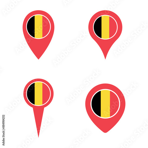 Belgium map pointer icons set, belgian flag symbol Free Download Belgium map pointer icons set, belgian flag symbol - GFXLoad