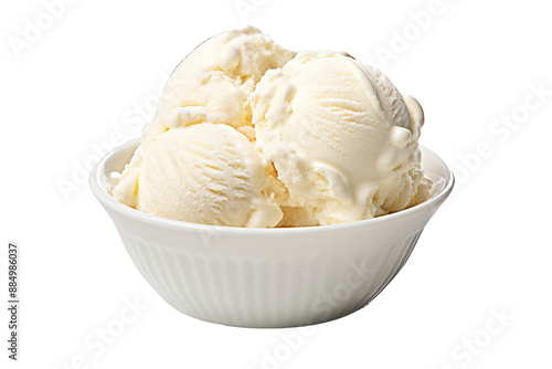 Delicious vanilla ice cream cone PNG with transparent background, ideal for summer desserts, ice cream shop menus, food illustrations, and culinary design projects photo