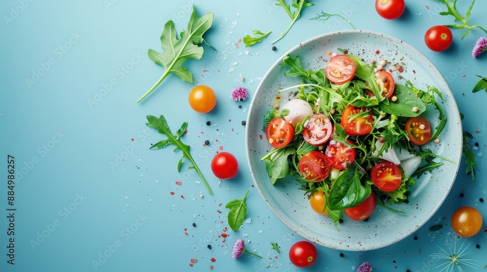 A minimalist flat lay with a clean background, beautifully arranged food items, and perfect lighting A minimalist flat lay with a clean background, beautifully arranged food items, and perfect lighting