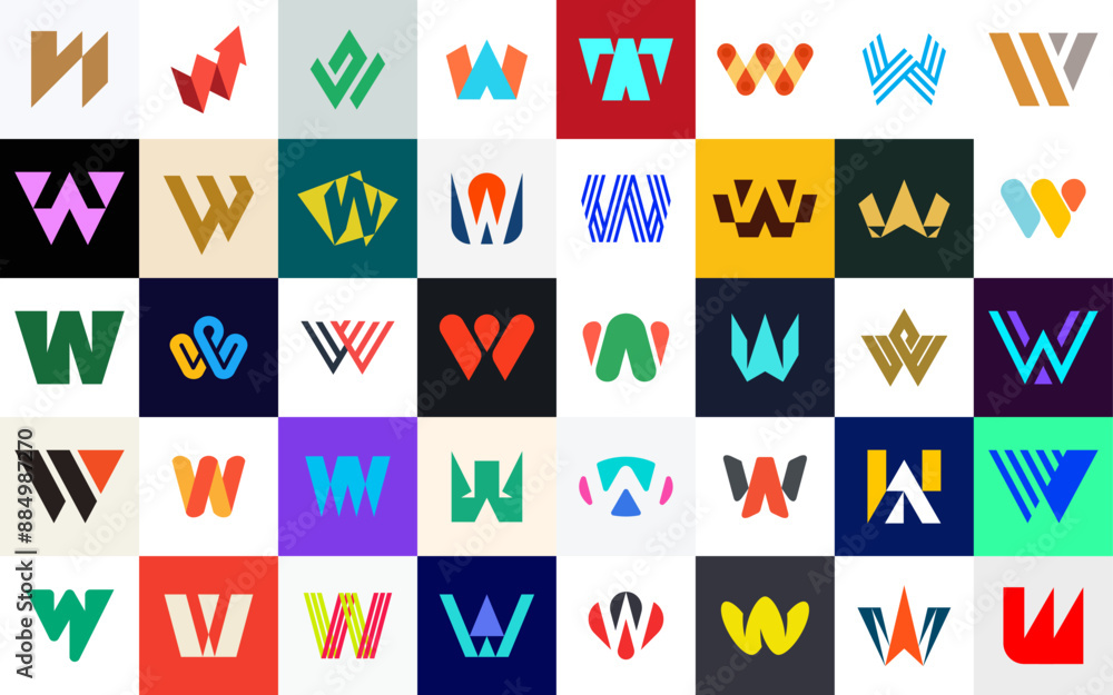 Abstract logos collection with letter W. Geometric abstract logos. Icon design Abstract logos collection with letter W. Geometric abstract logos. Icon design