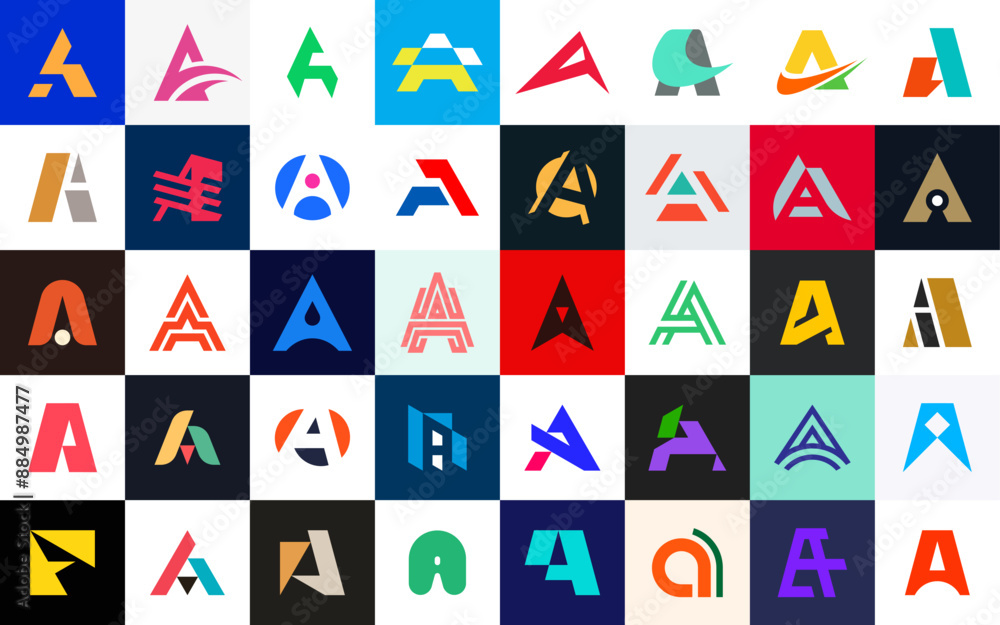 Abstract logos collection with letter A. Geometric abstract logos. Icon design Abstract logos collection with letter A. Geometric abstract logos. Icon design
