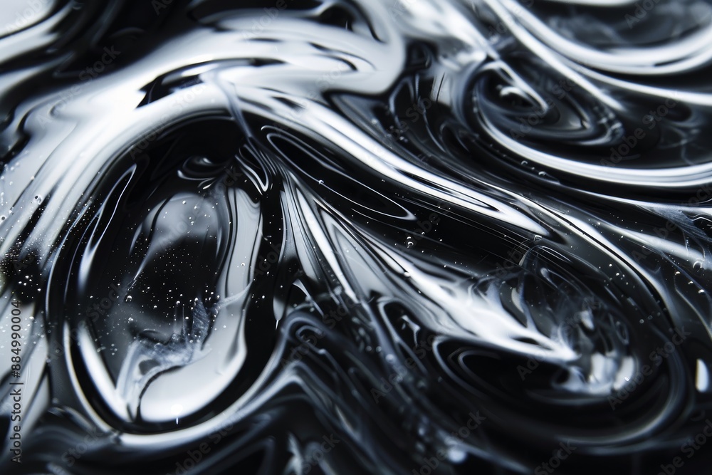 Abstract background wallpaper, Black oil, Marble swirl texture in black and white for ceramic counters and interior decor. Blurred glossy black surface for text with abstract shape Abstract background wallpaper, Black oil, Marble swirl texture in black and white for ceramic counters and interior decor. Blurred glossy black surface for text with abstract shape